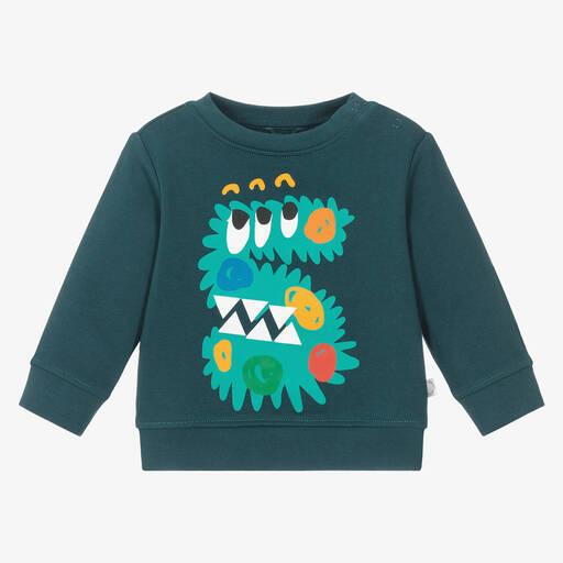 Stella McCartney Kids-سويتشيرت أطفال ولادي قطن عضوي لون أزرق مخضرّ | Childrensalon Outlet