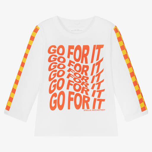 Stella McCartney Kids-Boys White Cotton Motocross Top | Childrensalon Outlet