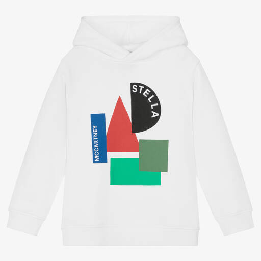 Stella McCartney Kids-توب هودي قطن جيرسي عضوي لون أبيض للأولاد | Childrensalon Outlet