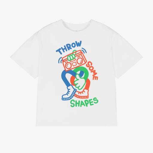 Stella McCartney Kids-Boys White Organic Cotton T-Shirt | Childrensalon Outlet