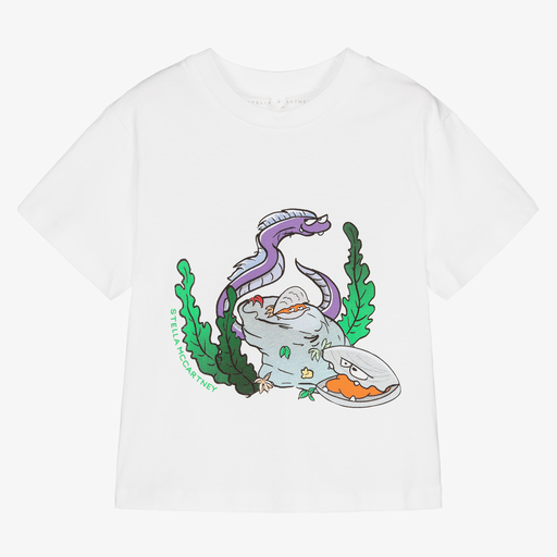 Stella McCartney Kids-Boys White Organic Eel T-Shirt | Childrensalon Outlet