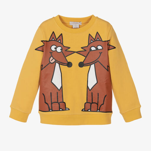 Stella McCartney Kids-سويتشيرت قطن عضوي لون أصفر للأولاد | Childrensalon Outlet