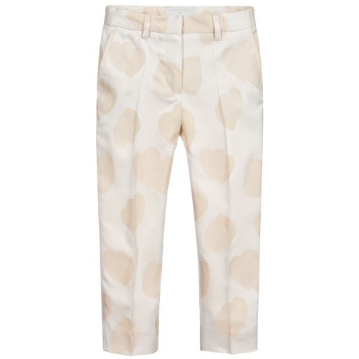 Stella McCartney Kids-Бежевые брюки с сердечками для девочек | Childrensalon Outlet