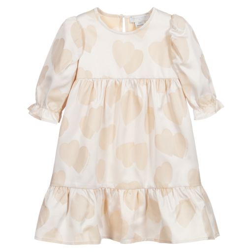 Stella McCartney Kids-Бежевое платье с сердечками для девочек | Childrensalon Outlet