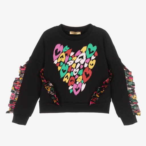 Stella McCartney Kids-Sweat-shirt noir à cœur abstrait | Childrensalon Outlet