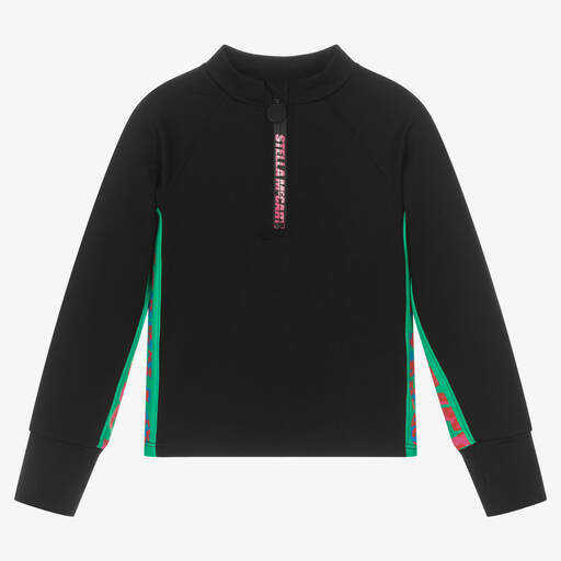 Stella McCartney Kids-Girls Black Active Logo Top | Childrensalon Outlet