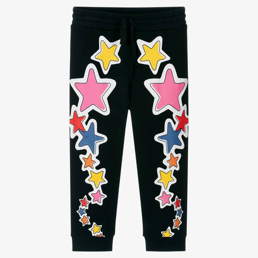 Stella McCartney Kids-Girls Black Cosmic Cotton Joggers | Childrensalon Outlet