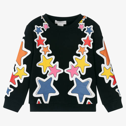 Stella McCartney Kids-سويتشيرت قطن عضوي لون أسود للبنات | Childrensalon Outlet