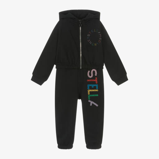 Stella McCartney Kids-Girls Black Cotton Logo Tracksuit | Childrensalon Outlet