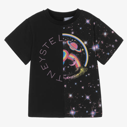 Stella McCartney Kids-Girls Black Cotton T-Shirt | Childrensalon Outlet