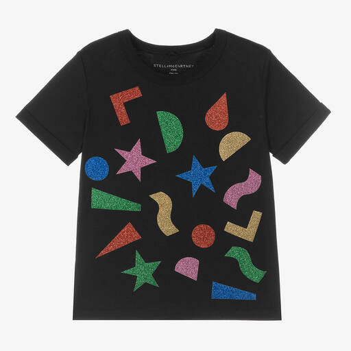 Stella McCartney Kids-Schwarzes Baumwoll-T-Shirt (M) | Childrensalon Outlet