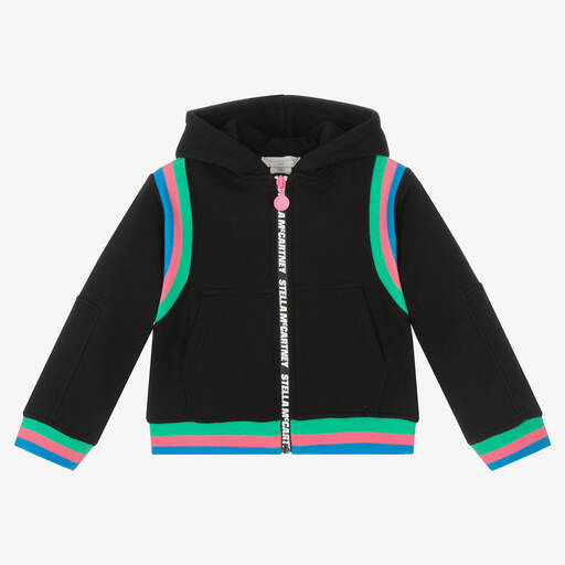 Stella McCartney Kids-Girls Black Cotton Zip-Up Top | Childrensalon Outlet