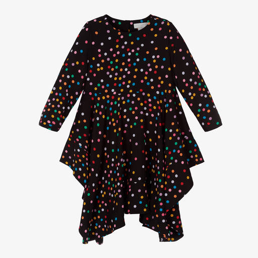 Stella McCartney Kids-Girls Black Dots Viscose Dress | Childrensalon Outlet