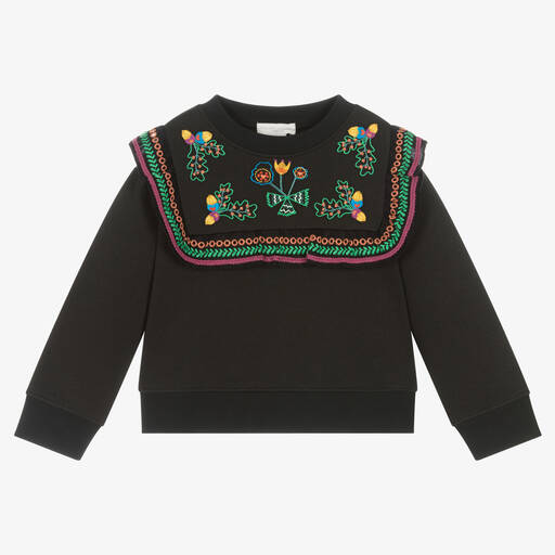 Stella McCartney Kids-Girls Black Embroidered Acorn Sweatshirt | Childrensalon Outlet