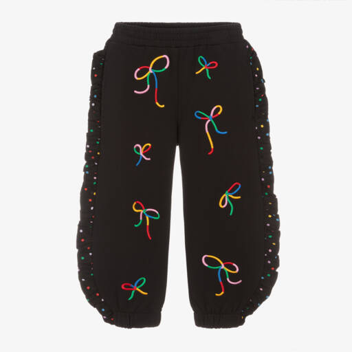 Stella McCartney Kids-Girls Black Embroidered Bow Trousers | Childrensalon Outlet