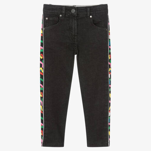 Stella McCartney Kids-Girls Black Logo Tape Jeans | Childrensalon Outlet