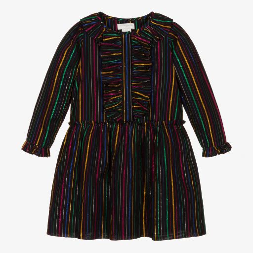 Stella McCartney Kids-Girls Black Lurex Stripe Dress | Childrensalon Outlet