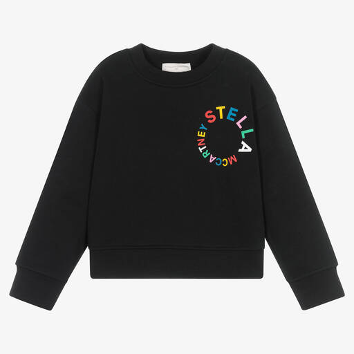 Stella McCartney Kids-Girls Black Organic Cotton Sweatshirt | Childrensalon Outlet