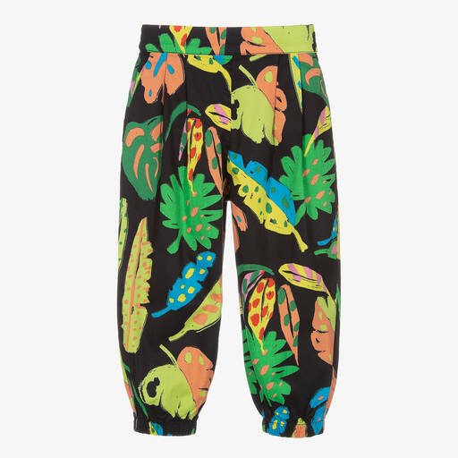 Stella McCartney Kids-Girls Black Palm Print Trousers | Childrensalon Outlet