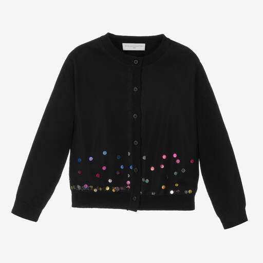 Stella McCartney Kids-Черный кардиган с пайетками | Childrensalon Outlet