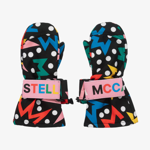Stella McCartney Kids-Girls Black Star Ski Gloves | Childrensalon Outlet
