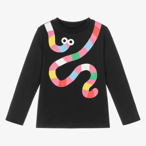 Stella McCartney Kids-Girls Black Worm Print Top | Childrensalon Outlet