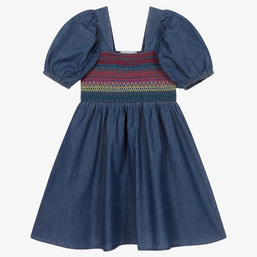 Stella McCartney Kids-Blaues Chambray-Kleid für Mädchen | Childrensalon Outlet