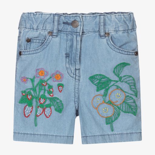 Stella McCartney Kids-Blaue Chambray-Shorts für Mädchen | Childrensalon Outlet
