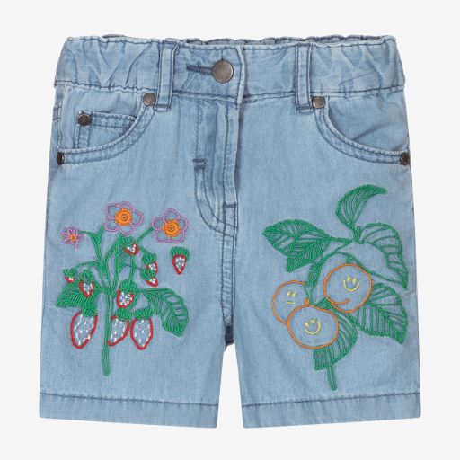 Stella McCartney Kids-Girls Blue Chambray Shorts | Childrensalon Outlet