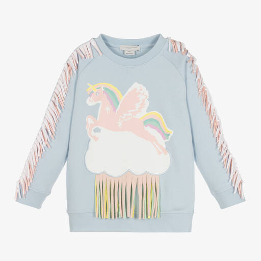 Stella McCartney Kids-Girls Blue Cotton Unicorn Sweatshirt | Childrensalon Outlet