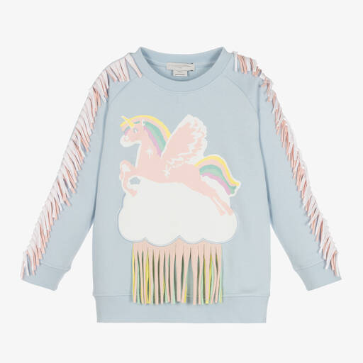 Stella McCartney Kids-Голубой хлопковый свитшот с единорогом | Childrensalon Outlet