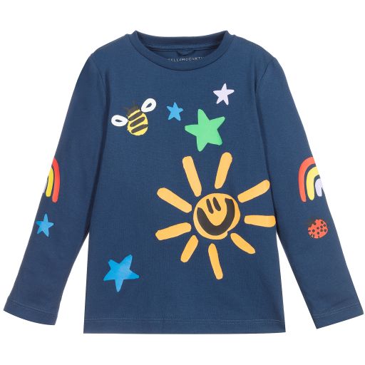 Stella McCartney Kids-Haut bleu en coton Fille | Childrensalon Outlet