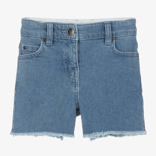 Stella McCartney Kids-Girls Blue Denim Heart Shorts | Childrensalon Outlet