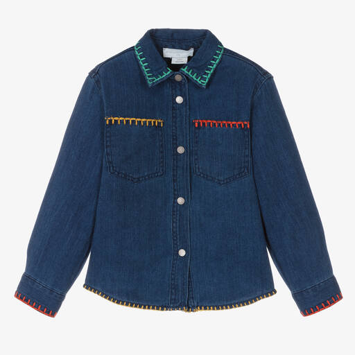 Stella McCartney Kids-Blaues Jeanshemd mit Stickerei | Childrensalon Outlet