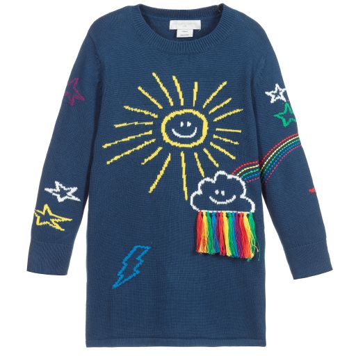 Stella McCartney Kids-Robe bleue en tricot Fille | Childrensalon Outlet