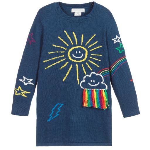 Stella McCartney Kids-Girls Blue Knitted Dress | Childrensalon Outlet