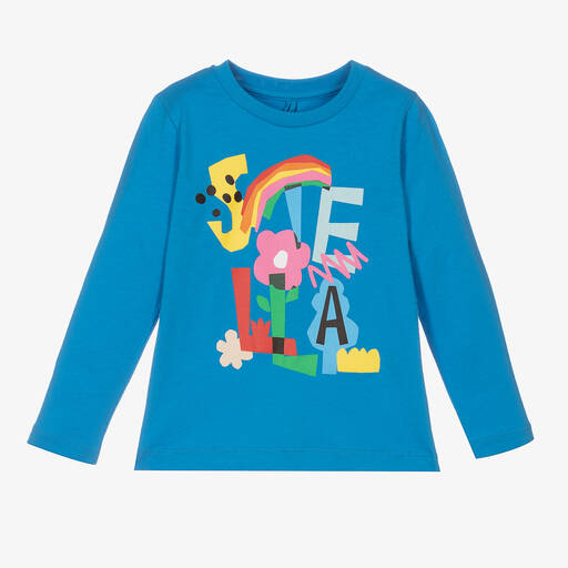 Stella McCartney Kids-Голубой топ из органического хлопка для девочек | Childrensalon Outlet