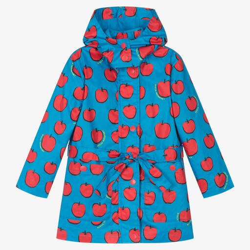 Stella McCartney Kids-Girls Blue & Red Apple Raincoat | Childrensalon Outlet