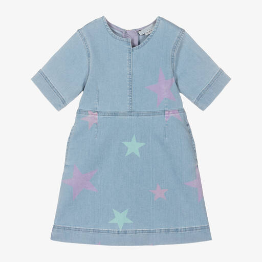 Stella McCartney Kids-Голубое джинсовое платье со звездами для девочек | Childrensalon Outlet