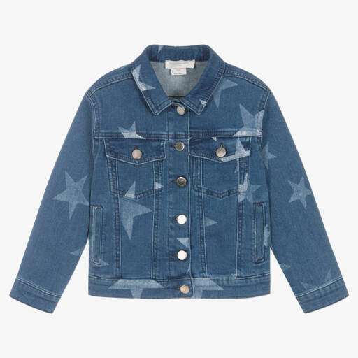 Stella McCartney Kids-Girls Blue Star Print Denim Jacket | Childrensalon Outlet
