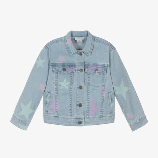 Stella McCartney Kids-Girls Blue Star Print Denim Jacket | Childrensalon Outlet