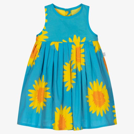 Stella McCartney Kids-طقم فستان أطفال بناتي قطن عضوي فوال لون أزرق | Childrensalon Outlet