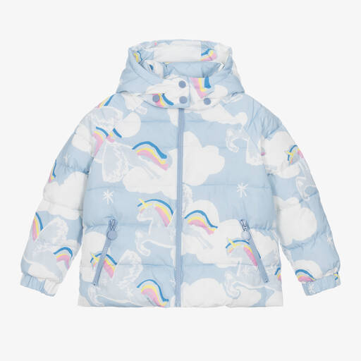 Stella McCartney Kids-Girls Blue Unicorn Puffer Jacket | Childrensalon Outlet