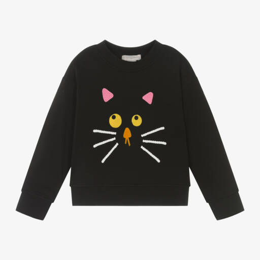 Stella McCartney Kids-Girls Cosy Black Cat Jumper | Childrensalon Outlet
