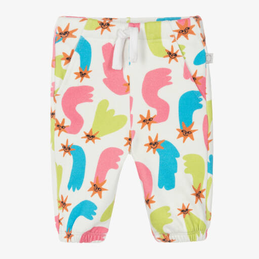 Stella McCartney Kids-بنطلون رياضي بطبعة نجوم قطن عضوي لون عاجي للبنات | Childrensalon Outlet