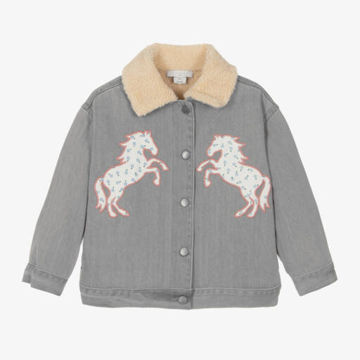 Stella McCartney Kids-Girls Denim Jacket with Horses | Childrensalon Outlet