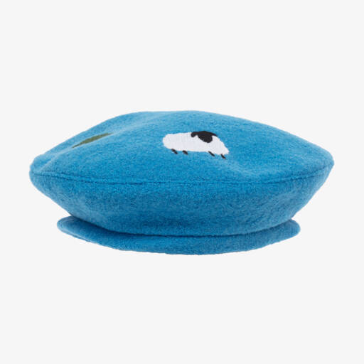 Stella McCartney Kids-Голубой берет для девочек из шерсти с овечкой | Childrensalon Outlet