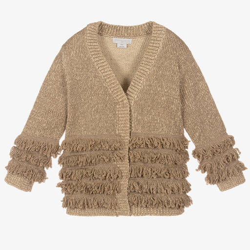 Stella McCartney Kids-Girls Gold Knitted Cardigan | Childrensalon Outlet