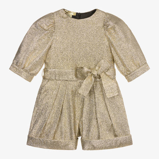 Stella McCartney Kids-Girls Gold Playsuit | Childrensalon Outlet