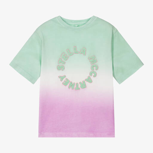 Stella McCartney Kids-Girls Green Cotton Ombré T-Shirt | Childrensalon Outlet